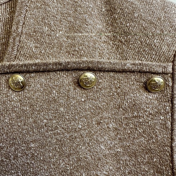 J.Crew Tan Sweater Shell‎ Knit Top Gold Buttons Merino Linen Blend Size XXL NWOT - Picture 3 of 5